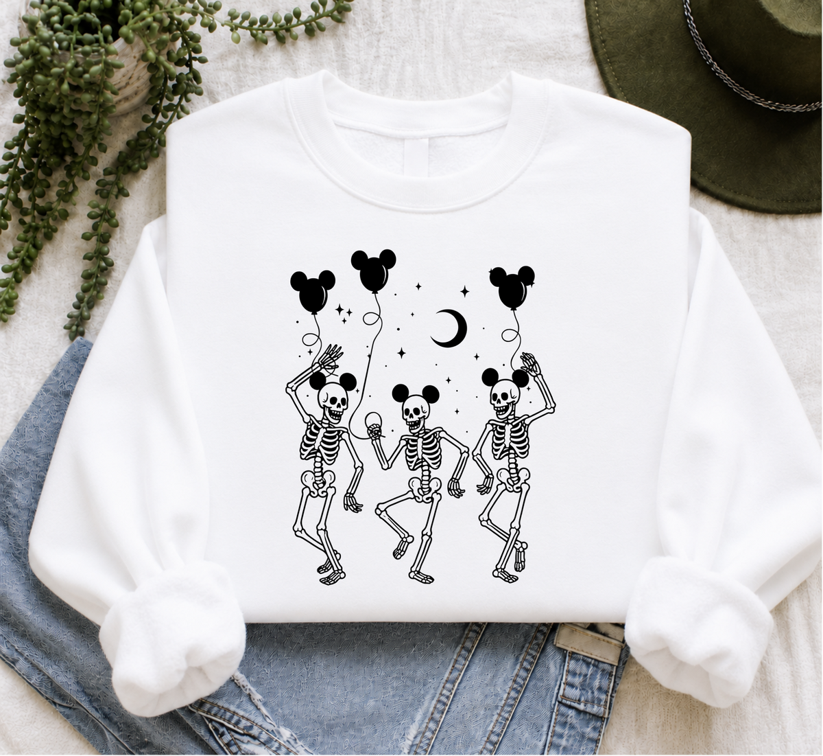 Spooky Skeleton Mouse Halloween Crewneck Sweatshirt