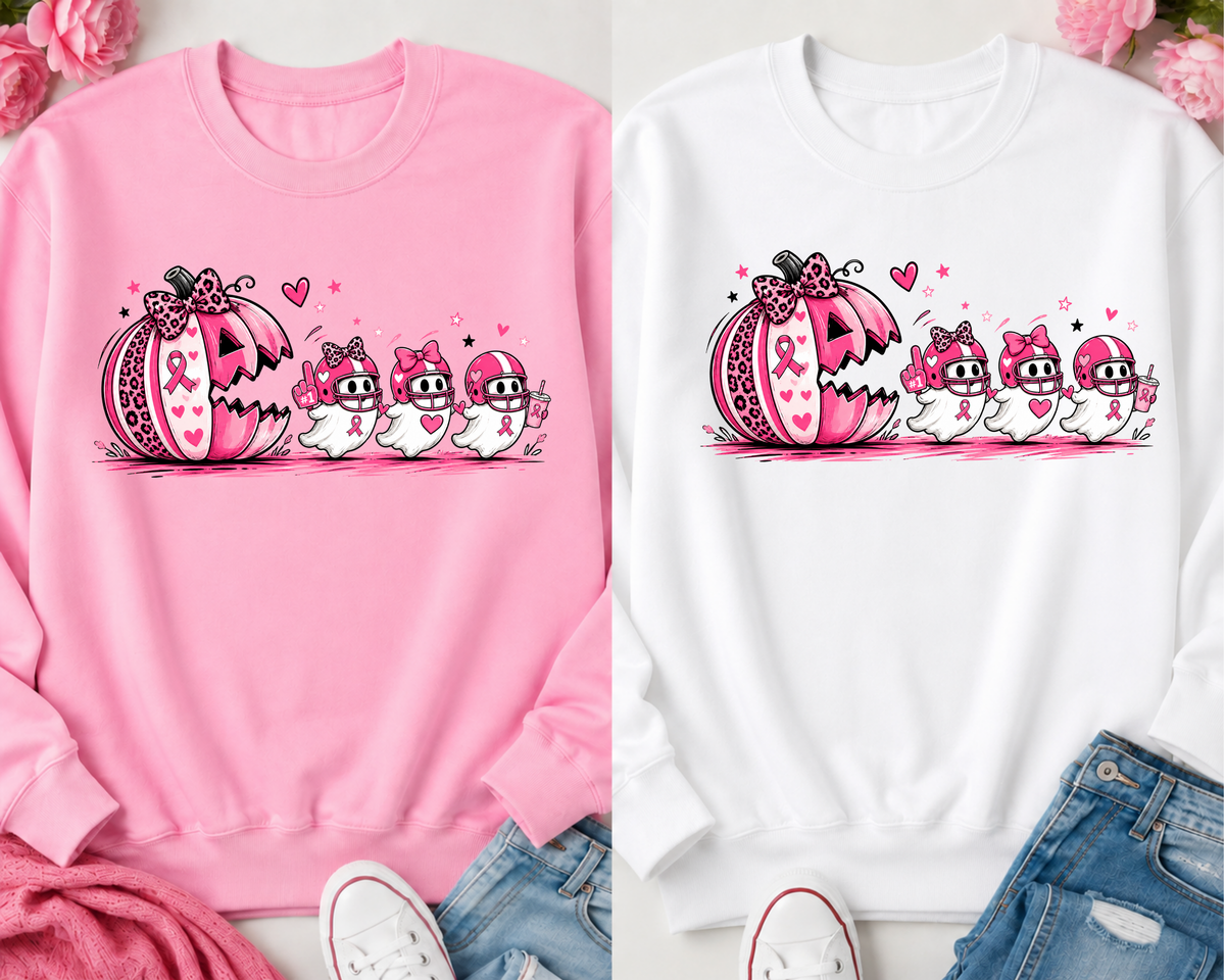 Pink Out - Pink Halloween Football Ghost T-Shirt or Sweatshirt