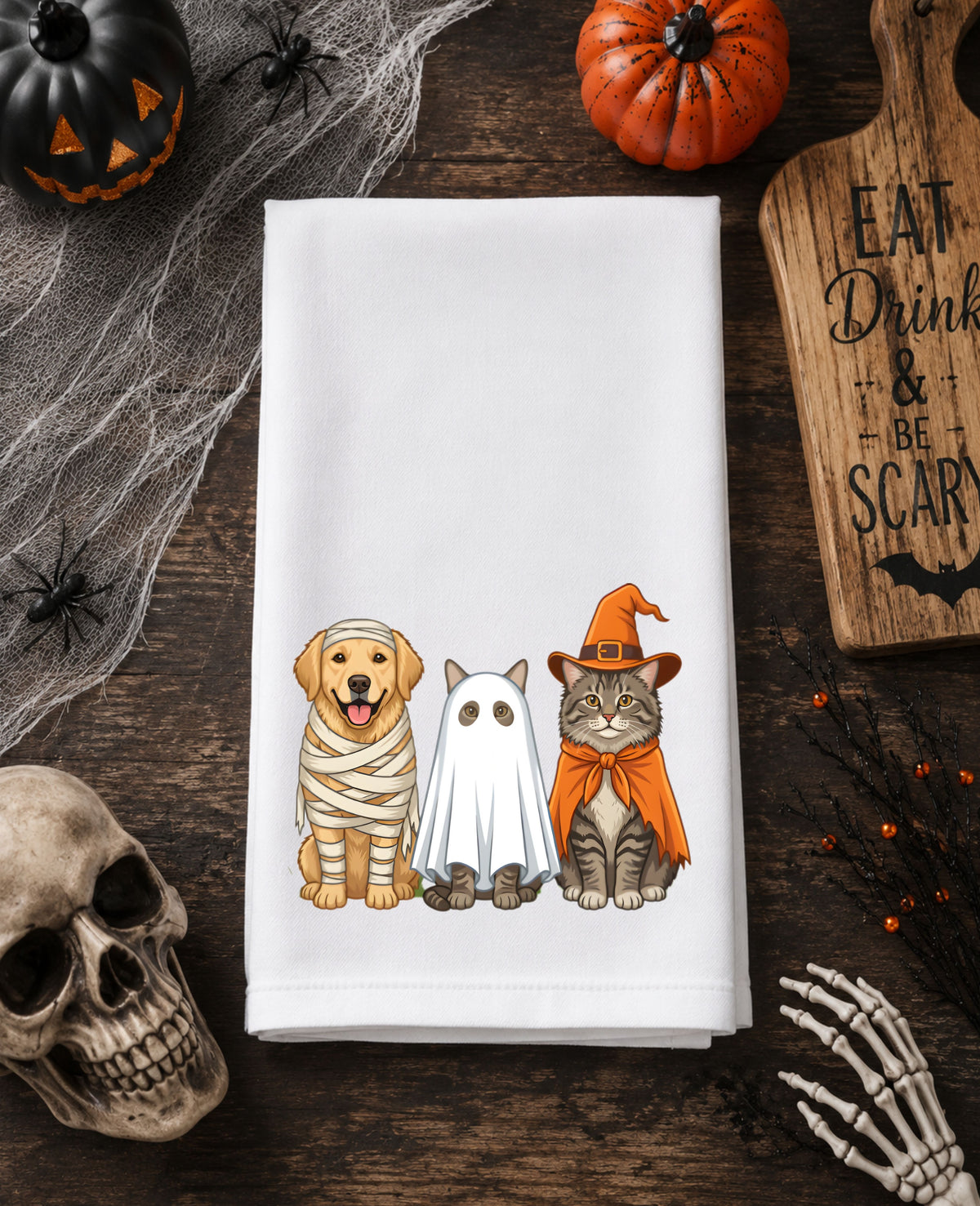 Halloween Dogs & Cats Dish Towel