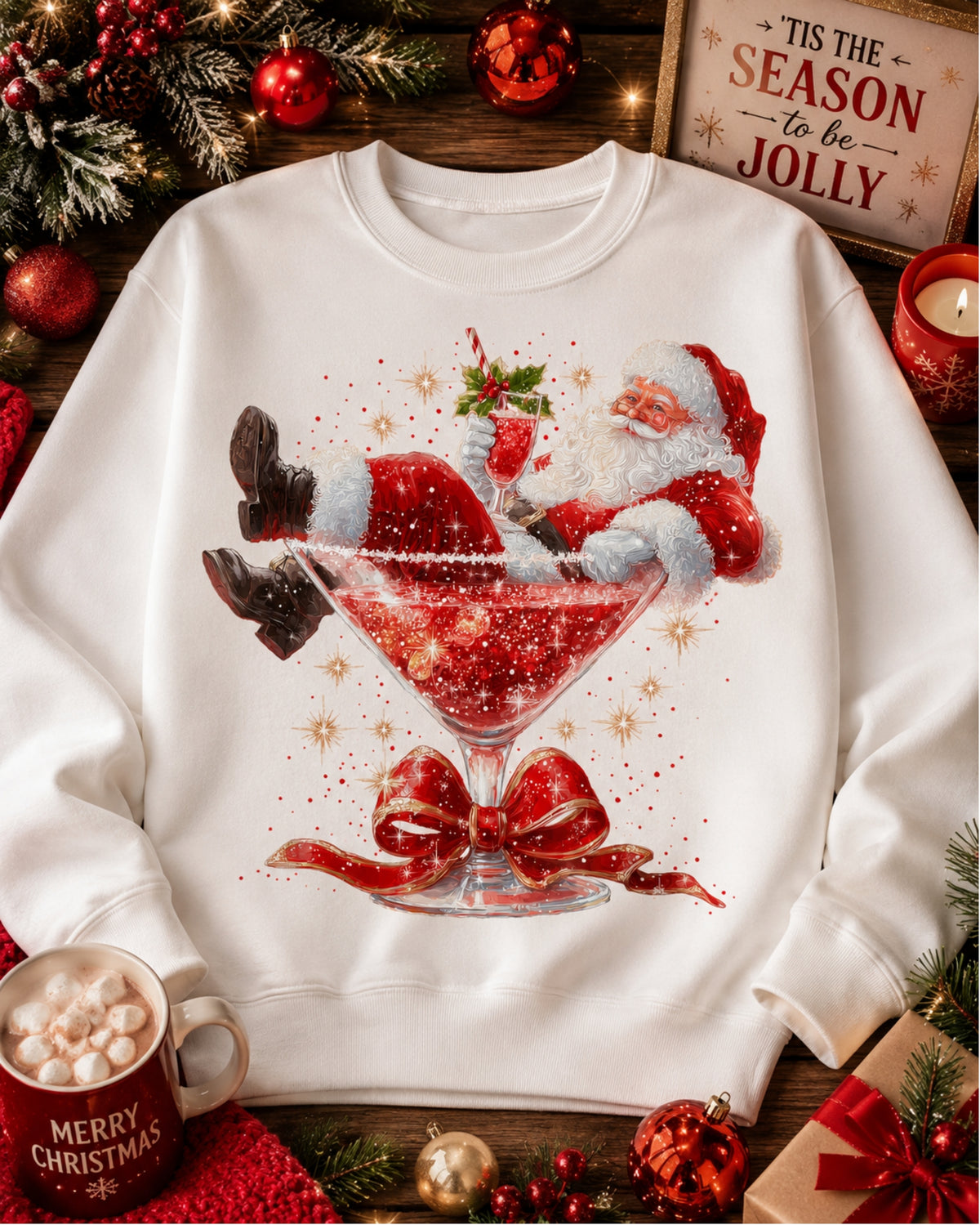 Santa's Holiday Cocktail Sweatshirt & T-Shirt